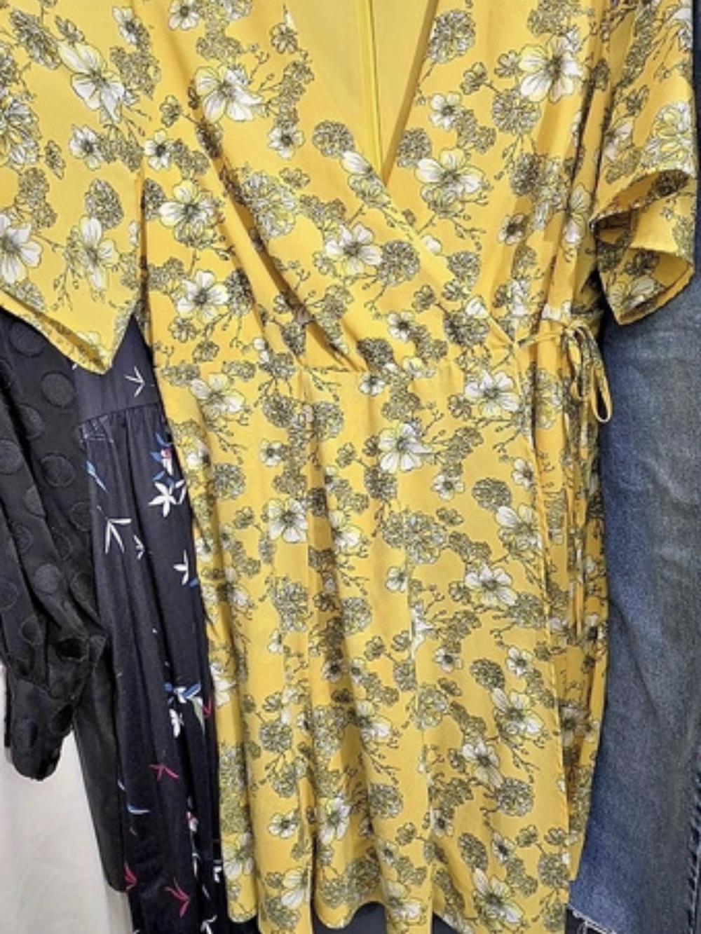 TORRID Floral Mini Dress Yellow & Gray Size 16